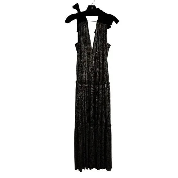 Sabina Musayev Ray Dress in Gold Black Metallic Maxi Gown Glamorous Size L - Picture 7 of 11